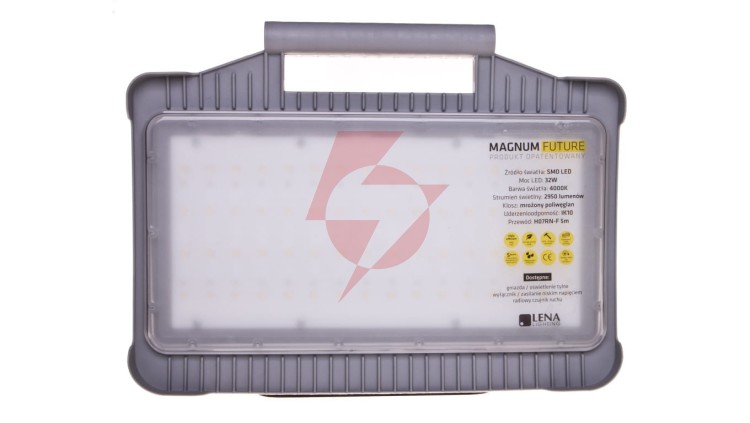 Lampa robocza / naświetlacz roboczy MAGNUM FUTURE 32W 230V z gniazdami PL-FR /funkcja przedłużacza 2x16A/ 247002