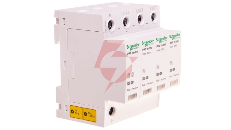 Ogranicznik przepięć Typ T2 3P 20kA ze stykiem pomocniczym iPRD-20r-20kA-350V-3PN A9L20601
