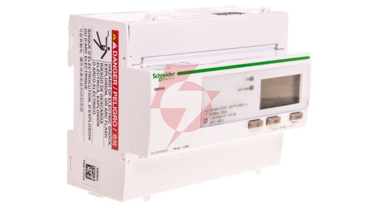 Licznik energii elektrycznej 1/3-fazowy 125A 100-277/173-480V kl.1/B Modbus MID taryfowy cyfrowy modułowy A9MEM3355
