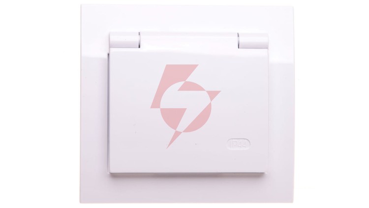KIER Gniazdo bryzgoszczelne z/u IP44 klapka przezroczysta białe GPH-1WZ/00/w