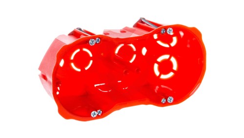 Puszka podtynkowa 2x60mm regips głęboka z wkrętami czerwona PK-2x60 0286-00