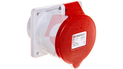 Gniazdo tablicowe proste 5P 32A 400V czerwone IP44 3451 MEN3451