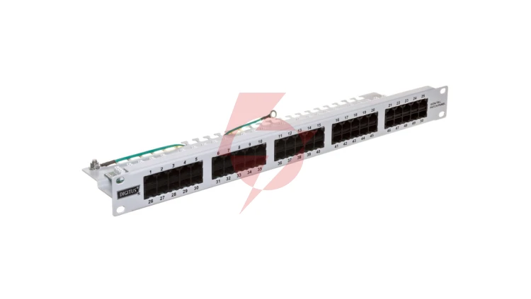 Patch panel telefoniczny ISDN 19cali 50xRJ45 U/UTP kat.3 1U szary DN-91350-1