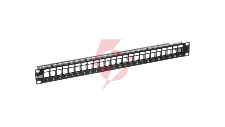 Patch panel pusty 19 cali 24x keys 1U czarny (RAL 9005) DN-91411