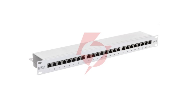 Patch panel kompletny 19 cali 24x RJ45 S/FTP kat. 6 1U szary (RAL 7035) DN-91624S