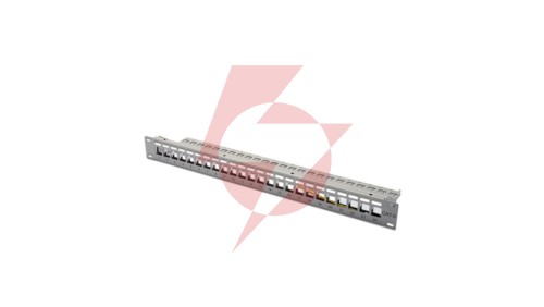 Patch panel pusty 19 cali 24x keys 1U szary (RAL 7035) DN-91410