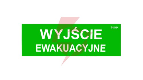 Piktogram PM21 100x300 Wyjście Ewakuacyjne logo awex (ISO7010)