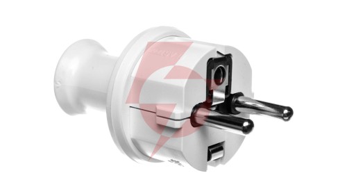 Wtyczka prosta 16A z/u Uni-Schuko 250V IP44 biała WT-40H