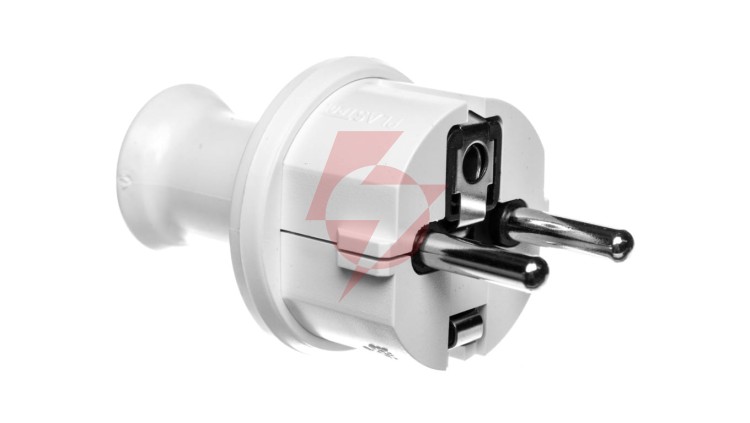 Wtyczka prosta 16A z/u Uni-Schuko 250V IP44 biała WT-40H