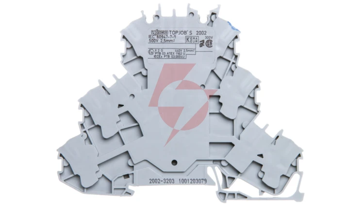 Złączka szynowa 3-piętrowa 2,5mm2 L/L/N szara 2002-3203 TOPJOBS