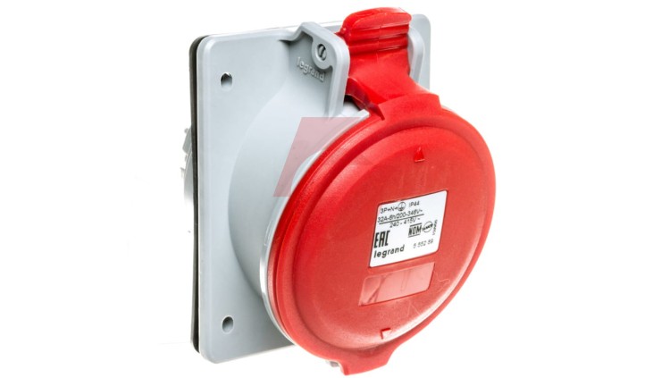 Gniazdo tablicowe 5P 32A 400V czerwone IP44 P17 TEMPRA PRO 555289