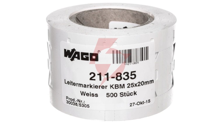 Oznaczniki na opaskę zaciskową kabla 25x20mm w taśmie 1-rzędowej 500 tabliczek w rolce 211-835