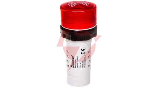 Buzzer, monoblok, 220V AC, 90db, podświetlany, czerwony T0-MBZS220S