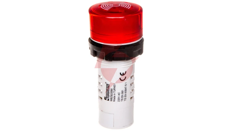 Buzzer, monoblok, 220V AC, 90db, podświetlany, czerwony T0-MBZS220S