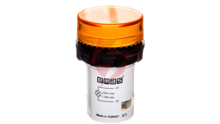 Lampka sygnalizacyjna MB z LED, monoblok, 230V AC, płaski klosz, żółta T0-MBSD220S