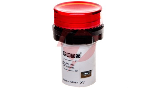 Lampka sygnalizacyjna MB z LED, monoblok, 24V AC/DC, płaski klosz, czerwona T0-MBSD024K