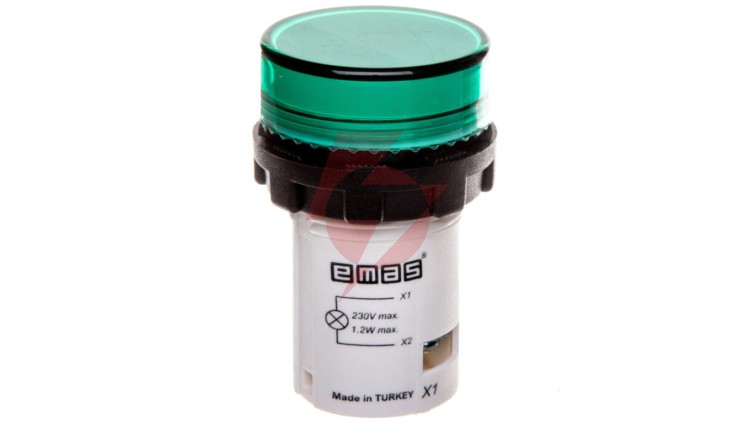 Lampka sygnalizacyjna MB z LED, monoblok, 230V AC, płaski klosz, zielona T0-MBSD220Y