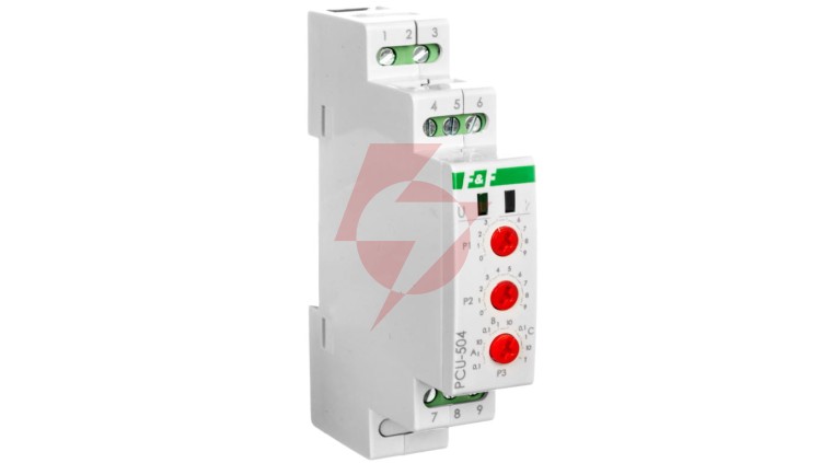 Przekaźnik czasowy z podtrzymaniem po zaniku zasilania 12-264V AC/DC styk 2P 8A 1 moduł PCU-504UNI