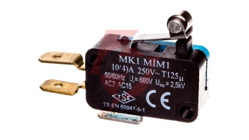 Wyłącznik krańcowy miniaturowy, 1CO, dźwignia krótka z metalową rolką, T0-MK1MIM1