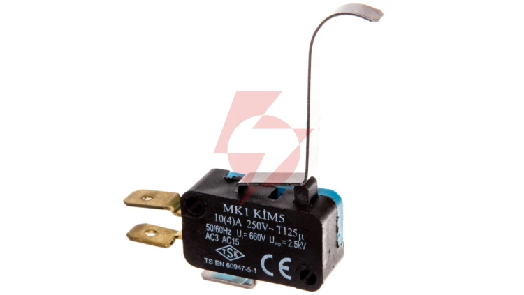 Wyłącznik krańcowy miniaturowy, 1CO, dźwignia długa podgięta, T0-MK1KIM5