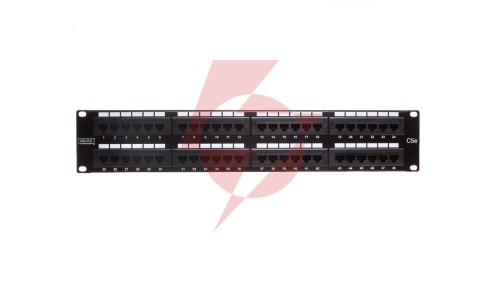 Patch panel kompletny 19 cali 48x RJ45 U/UTP kat. 5e 2U czarny (RAL 9005) DN-91548U