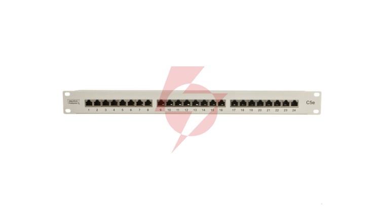 Patch panel kompletny 19 cali 24x RJ45 S/FTP kat. 5e 1U szary (RAL 7035) DN-91524S
