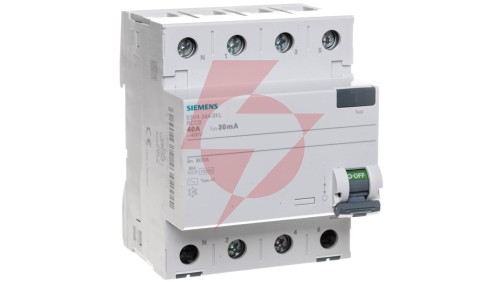 Wyłącznik różnicowoprądowy 4P 40A 0,03A typ AC biegun N-lewe 30mA 400V SENTRON 5SV4344-0KL