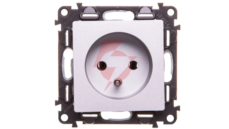 VALENA LIFE Gniazdo pojedyncze z/u 2P+Z aluminium 753381