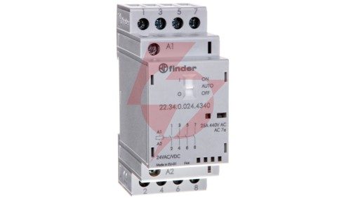 Stycznik modułowy 4Z 25A 24V AC/DC funkcja Auto-On-Off, wskaźnik zadziałania + LED, 35mm 22.34.0.024.4340