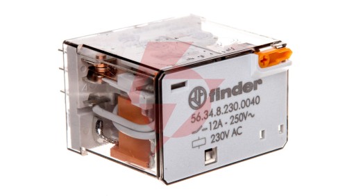Przekaźnik 4P 12A 230V AC przycisk testujący, mechaniczny wskaźnik zadziałania 56.34.8.230.0040
