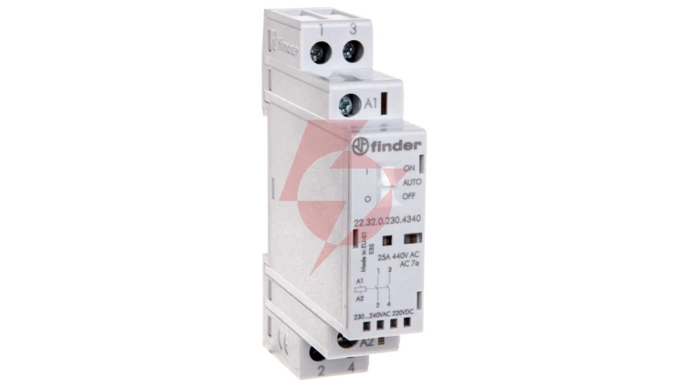 Stycznik modułowy 2Z 25A 230V AC/DC funkcja Auto-On-Off, wskaźnik zadziałaniua + LED 17,5mm 22.32.0.230.4340