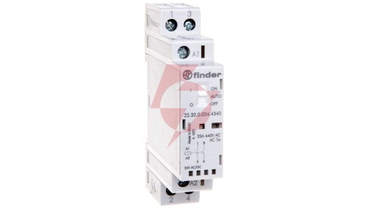 Stycznik modułowy 2Z 25A 24V AC/DC funkcja Auto-On-Off wskaźnik zadziałaniua + LED 17,5mm 22.32.0.024.4340