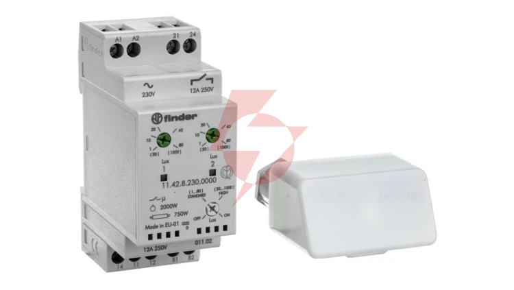 Wyłącznik zmierzchowy 1P 1Z 12A 230V AC niezależne wyjścia i dwie nastawy 1-80lx 11.42.8.230.0000