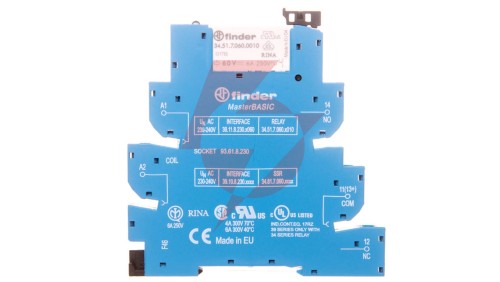 Przekaźnikowy moduł sprzęgający 1P 6A 220-240V AC szer. 6,2mm styki AgNi, szyna DIN 35mm MasterBASIC 39.11.8.230.0060
