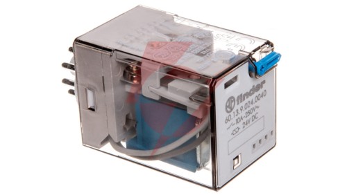 Przekaźnik miniaturowy 3P 10A 24V DC przycisk testujący mechaniczny wskaźnik zadziałania AgNi 60.13.9.024.0040