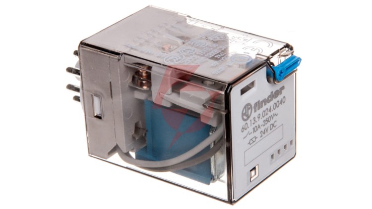 Przekaźnik miniaturowy 3P 10A 24V DC przycisk testujący mechaniczny wskaźnik zadziałania AgNi 60.13.9.024.0040