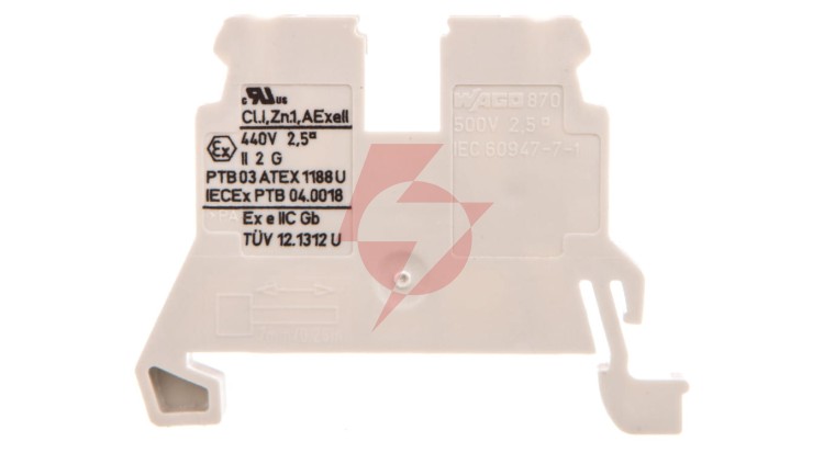 Złączka szynowa 2-przewodowa 2,5mm2 Ex jasnoszara 870-909