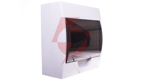 Rozdzielnica modułowa tworzywo 1x8 natynkowa IP40 IK06 N+PE II klasa drzwi transparentne szare DB108S 1X8P/SMD biały 3832