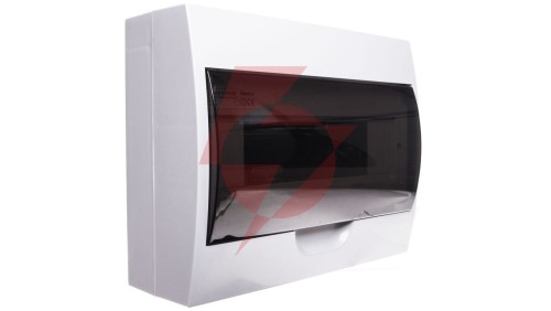 Rozdzielnica modułowa tworzywo 1x12 natynkowa IP40 IK06 N+PE II klasa drzwi transparentne szare DB112S 1X12P/SMD biały 3833