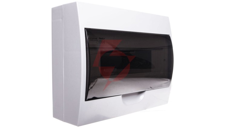 Rozdzielnica modułowa tworzywo 1x12 natynkowa IP40 IK06 N+PE II klasa drzwi transparentne szare DB112S 1X12P/SMD biały 3833