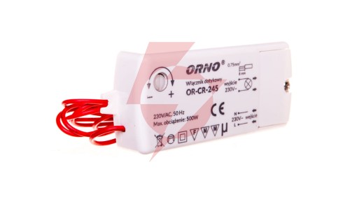 Włącznik dotykowy 500W 230V IP20 biały OR-CR-245