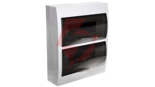 Rozdzielnica modułowa tworzywo 2x12 natynkowa IP40 IK06 N+PE II klasa drzwi transparentne szare DB212S 2X12P/SMD biały 3835