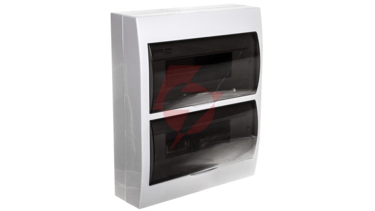 Rozdzielnica modułowa tworzywo 2x12 natynkowa IP40 IK06 N+PE II klasa drzwi transparentne szare DB212S 2X12P/SMD biały 3835