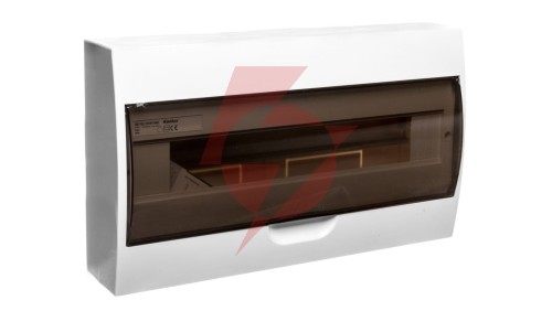 Rozdzielnica modułowa tworzywo 1x18 natynkowa IP40 IK06 N+PE II klasa drzwi transparentne szare DB118S 1X18P/SMD biały 3834