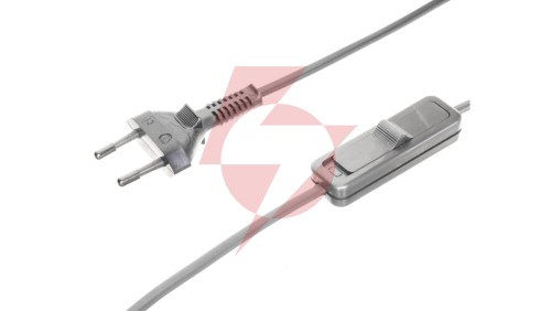 Sznur przyłączeniowy z wyłącznikiem SP/W-190cm srebrny SP/W-190/2X0,5/-SRB YNS10000502