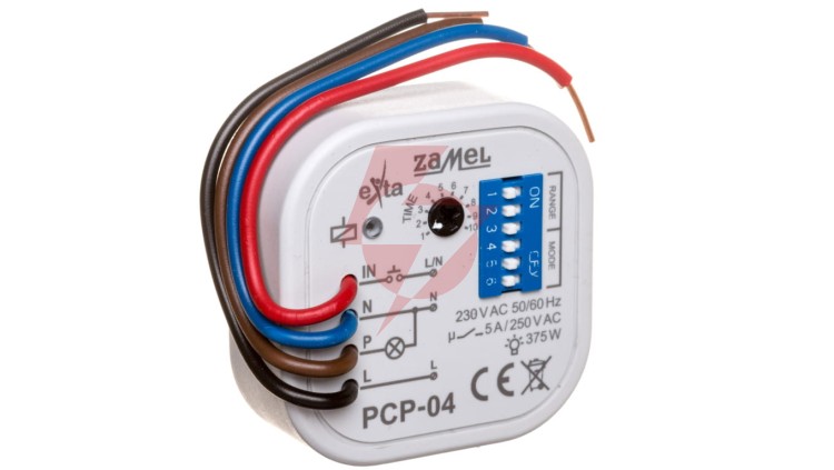 Przekaźnik czasowy 4-przewodow 230V AC 1250VA opóźnione wyłączenie kapsułka PCP-04 EXT10000088