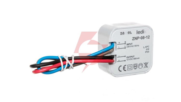 Zasilacz LED dopuszkowy 12V DC 8W ZNP-08-12 LDX10000028