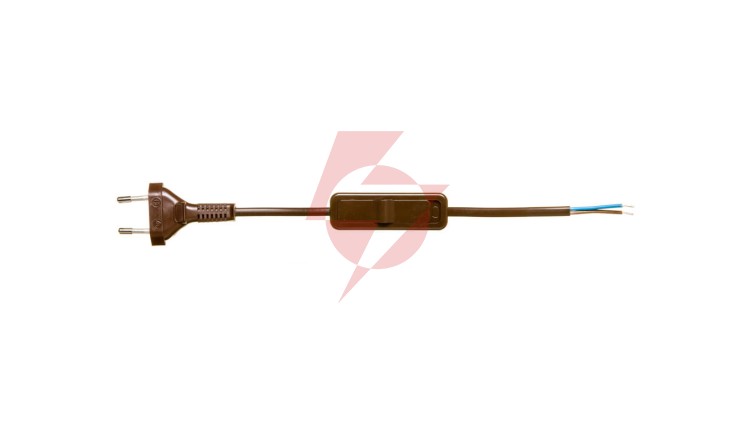 Sznur przyłączeniowy z wyłącznikiem SP/W-190cm brązowy SP/W-190/2X0,5/-BRA YNS10000497