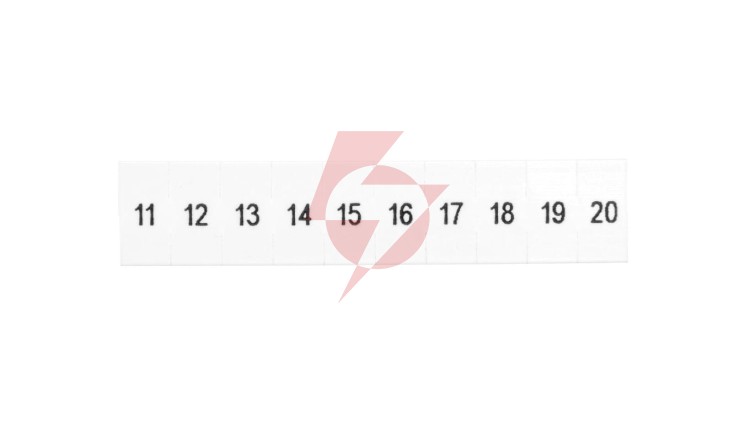 Oznacznik do złącz szynowych, opisówka ZB 5 numerowana od 11-20 kolor biały /10sztuk/