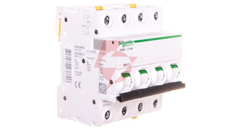 Wyłącznik nadprądowy 4P C 16A 10kA AC iC60H-C16-4 Acti9 A9F07416